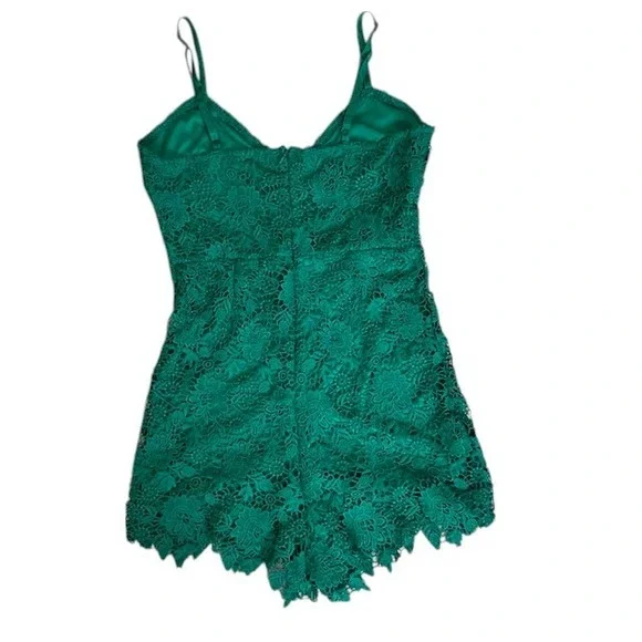 Jack by BB Dakota Anthropologie Lace Romper Sleeveless Green V-Neck Size 4 - Picture 10 of 15